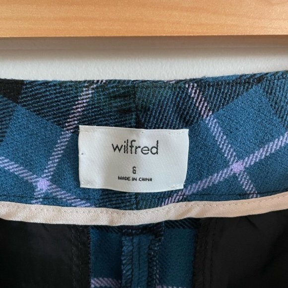 Aritzia Wilfred Blue Plaid Tie Front Pants Size 6 - Picture 10 of 11